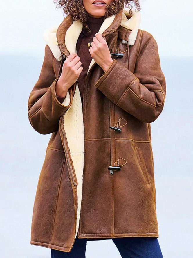 Suede Sherpa Lined Toggle Coat