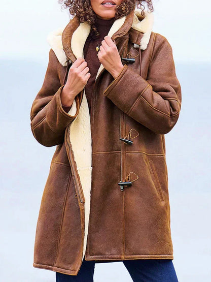 Suede Sherpa Lined Toggle Coat
