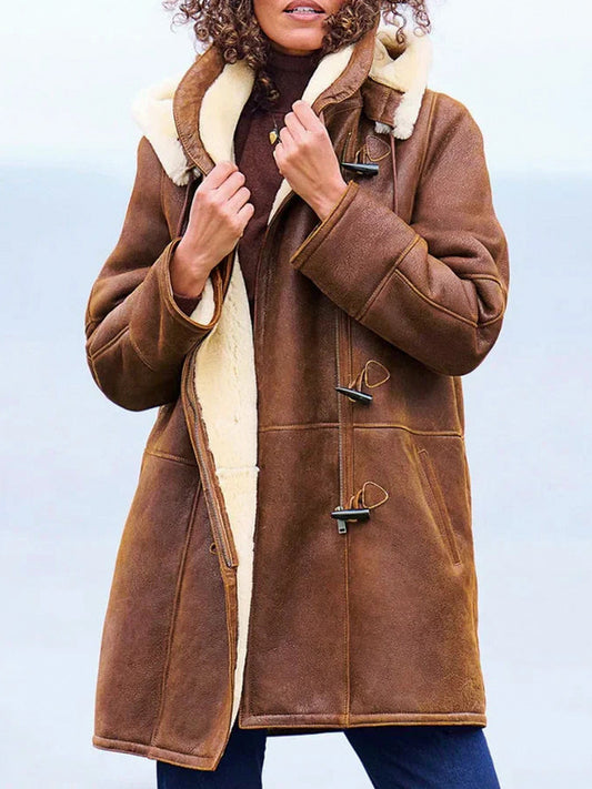 Suede Sherpa Lined Toggle Coat