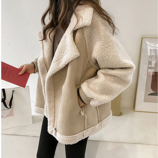 Suede Sherpa Long Sleeve Jacket