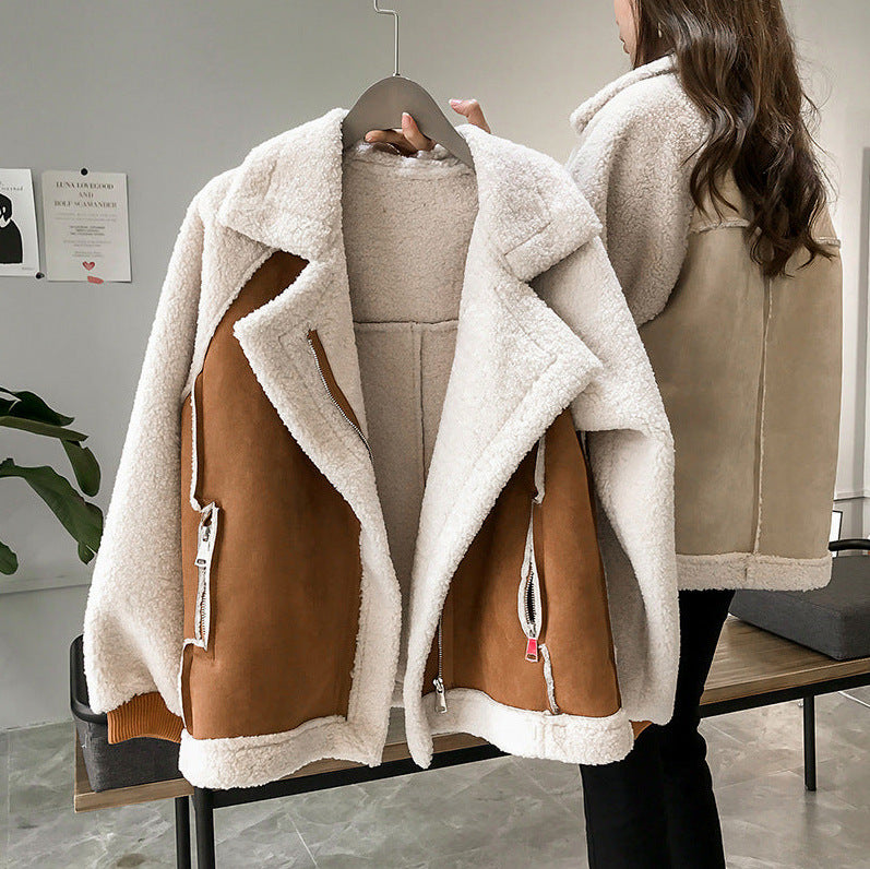 Suede Sherpa Long Sleeve Jacket
