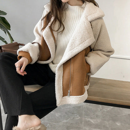 Suede Sherpa Long Sleeve Jacket