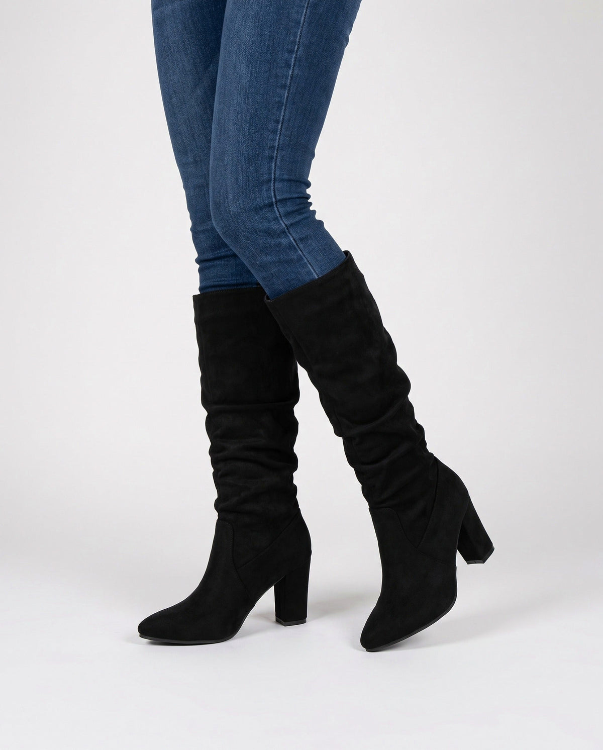 Suede Slouch Pointed Knee High Boots
