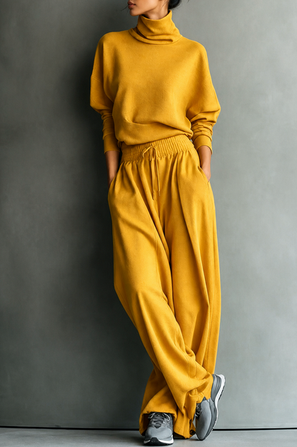 Turtleneck Wide Leg Matching Set