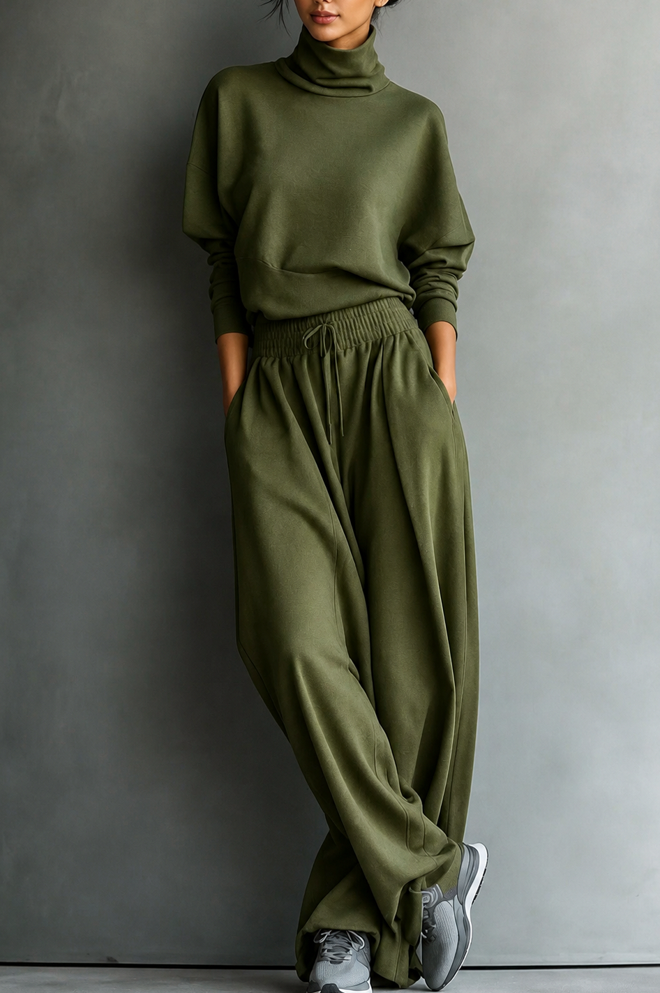 Turtleneck Wide Leg Matching Set