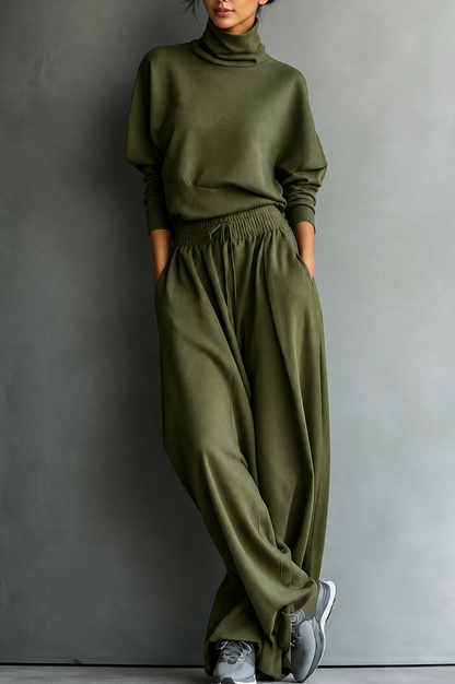Turtleneck Wide Leg Matching Set