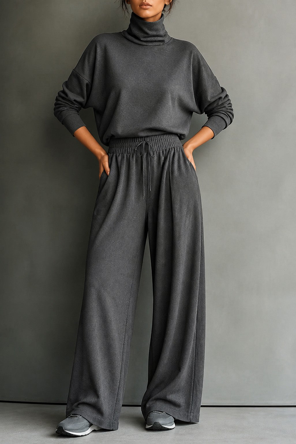 Turtleneck Wide Leg Matching Set