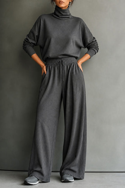 Turtleneck Wide Leg Matching Set