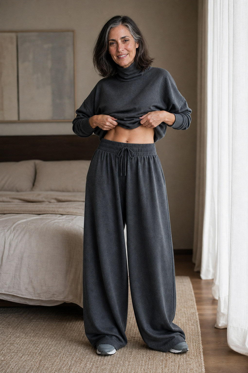 Turtleneck Wide Leg Matching Set