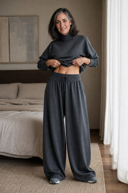 Turtleneck Wide Leg Matching Set