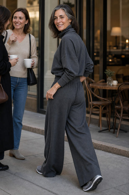 Turtleneck Wide Leg Matching Set