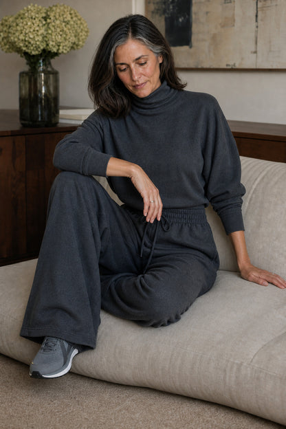 Turtleneck Wide Leg Matching Set
