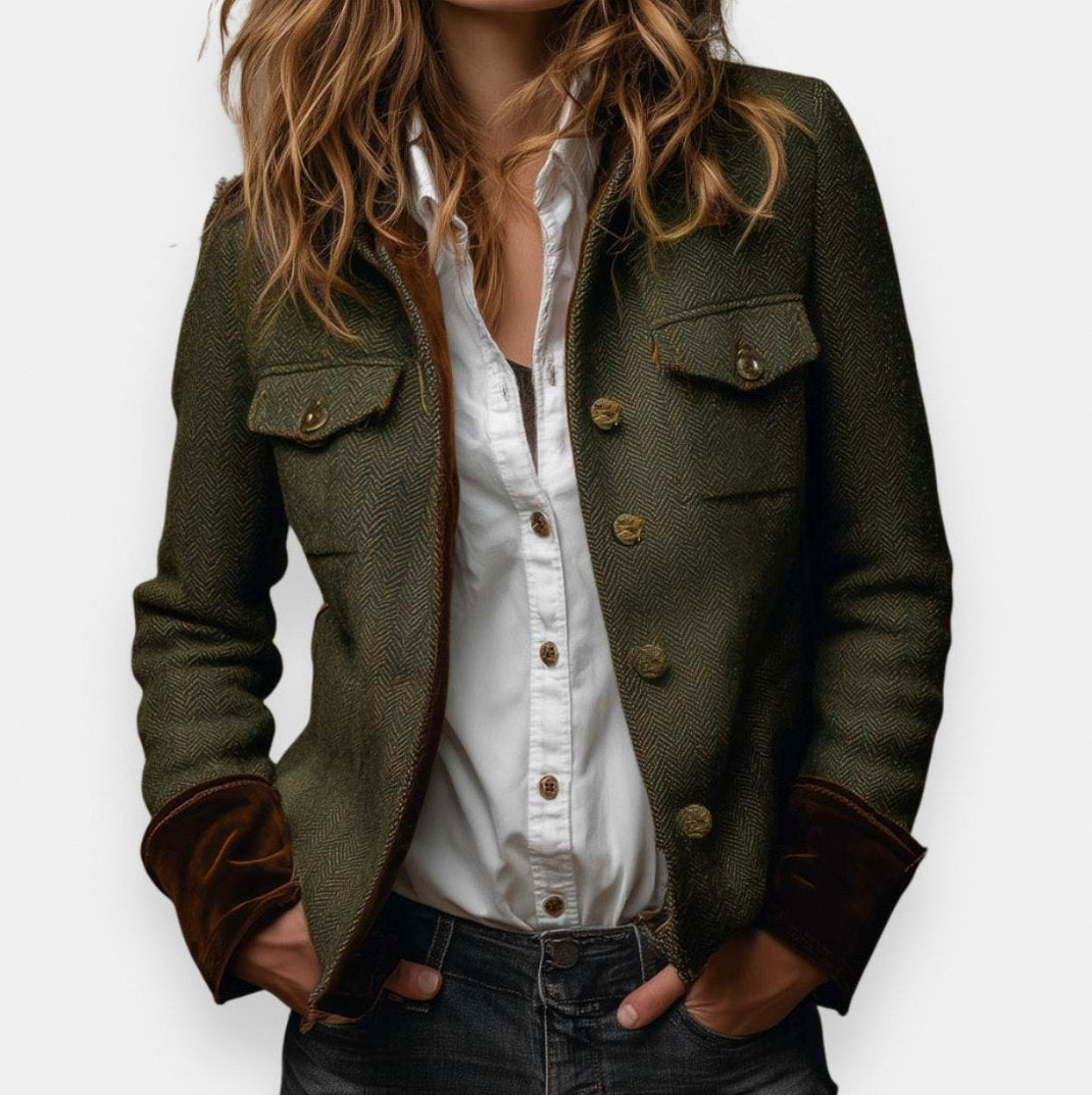 Tweed Long Sleeve Button Front Jacket