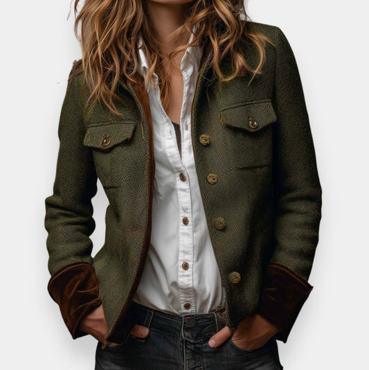 Tweed Long Sleeve Button Front Jacket