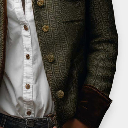 Tweed Long Sleeve Button Front Jacket