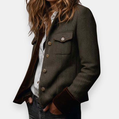 Tweed Long Sleeve Button Front Jacket