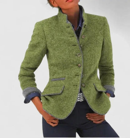 Tweed Stand Collar Blazer Jacket