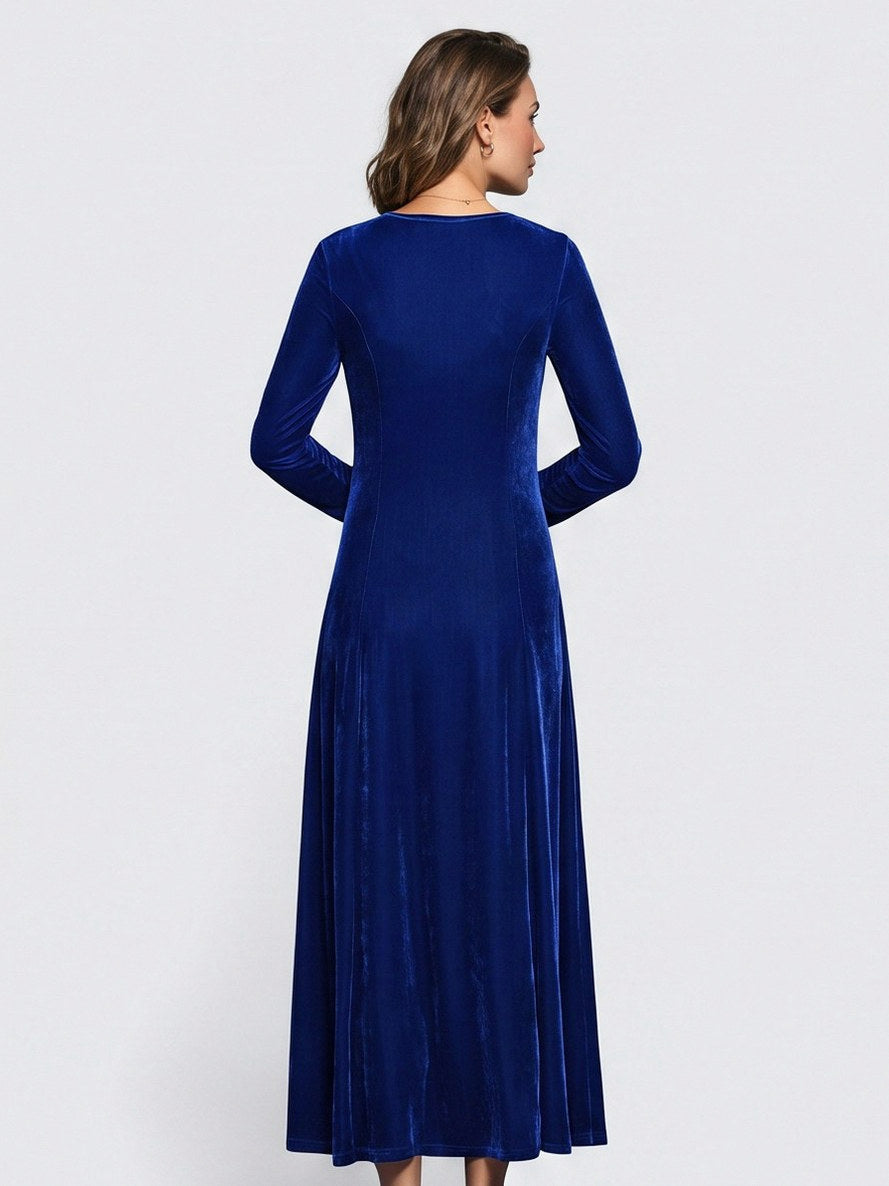 Velvet A-Line Modest Maxi Dress