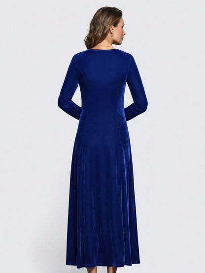 Velvet A-Line Modest Maxi Dress