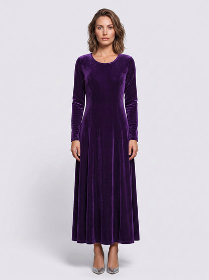 Velvet A-Line Modest Maxi Dress
