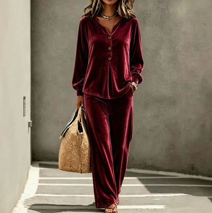 Velvet Long Sleeve Matching Set