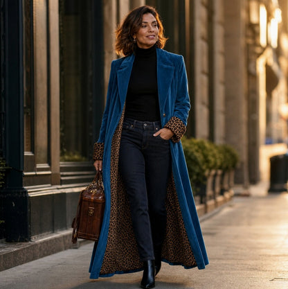 Velvet Long Sleeve Maxi Coat