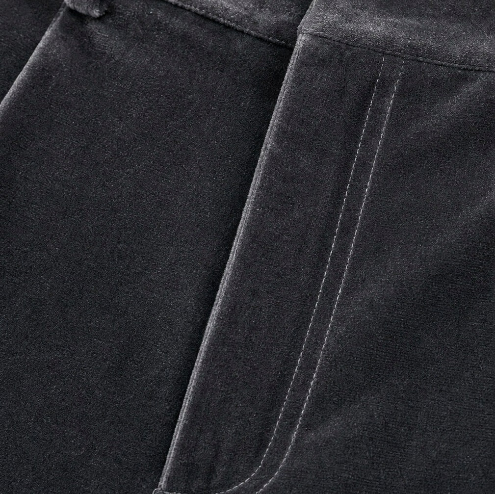 Velvet Pleated Wide Leg Pants