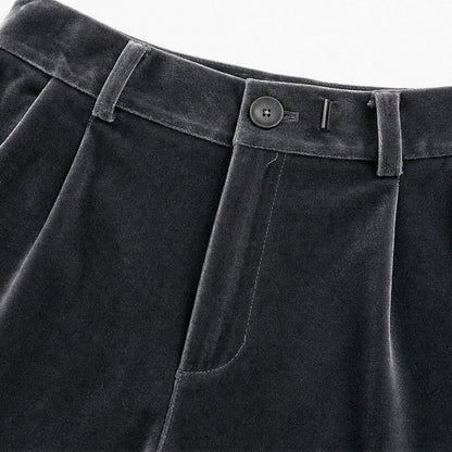 Velvet Pleated Wide Leg Pants