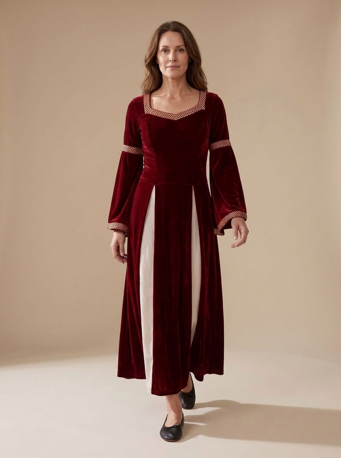 Velvet Square Neck Long Sleeve Maxi Dress