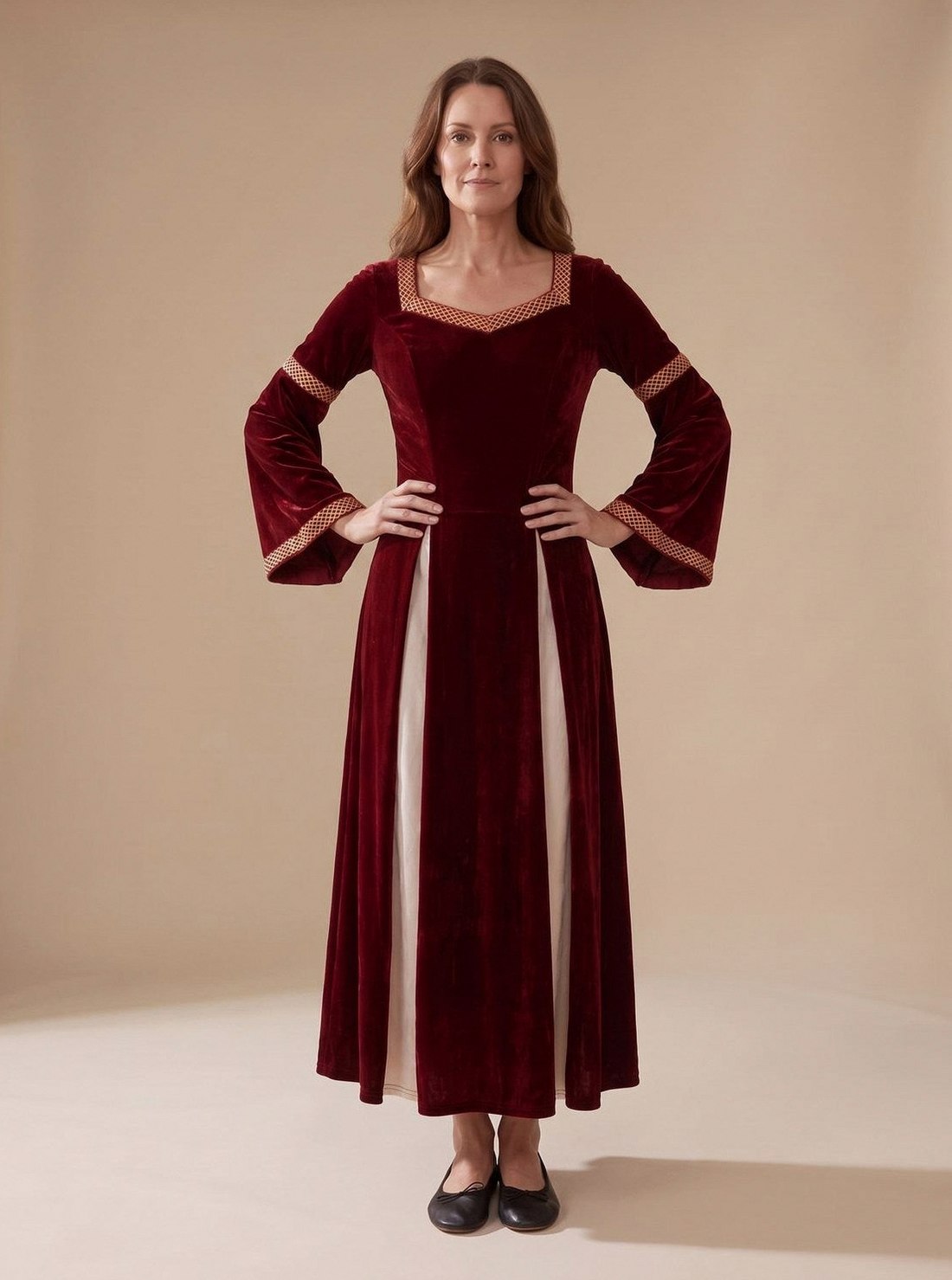 Velvet Square Neck Long Sleeve Maxi Dress