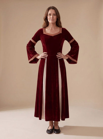 Velvet Square Neck Long Sleeve Maxi Dress