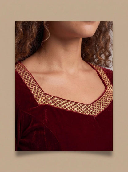 Velvet Square Neck Long Sleeve Maxi Dress